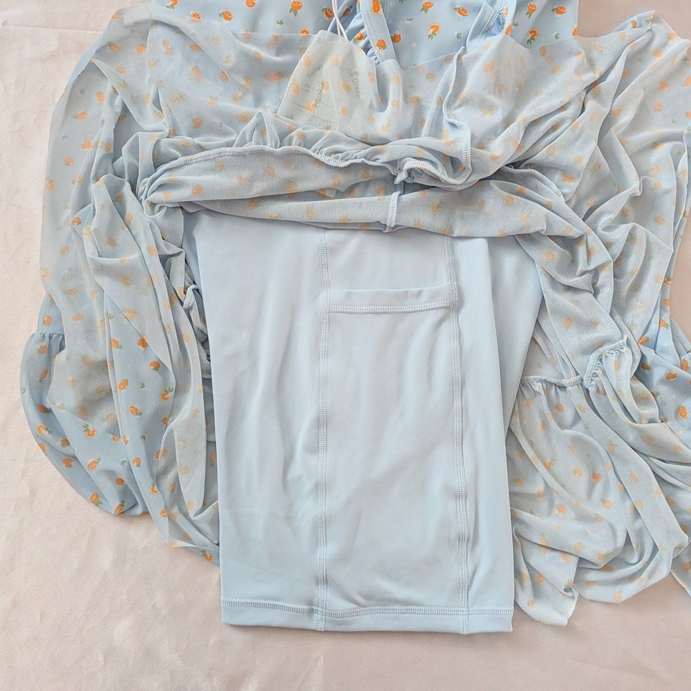 New Blogilates Women's Ballerina Ruffle Dress Blue Citrus Activewear Small (4-6) - Picture 3 of 11
